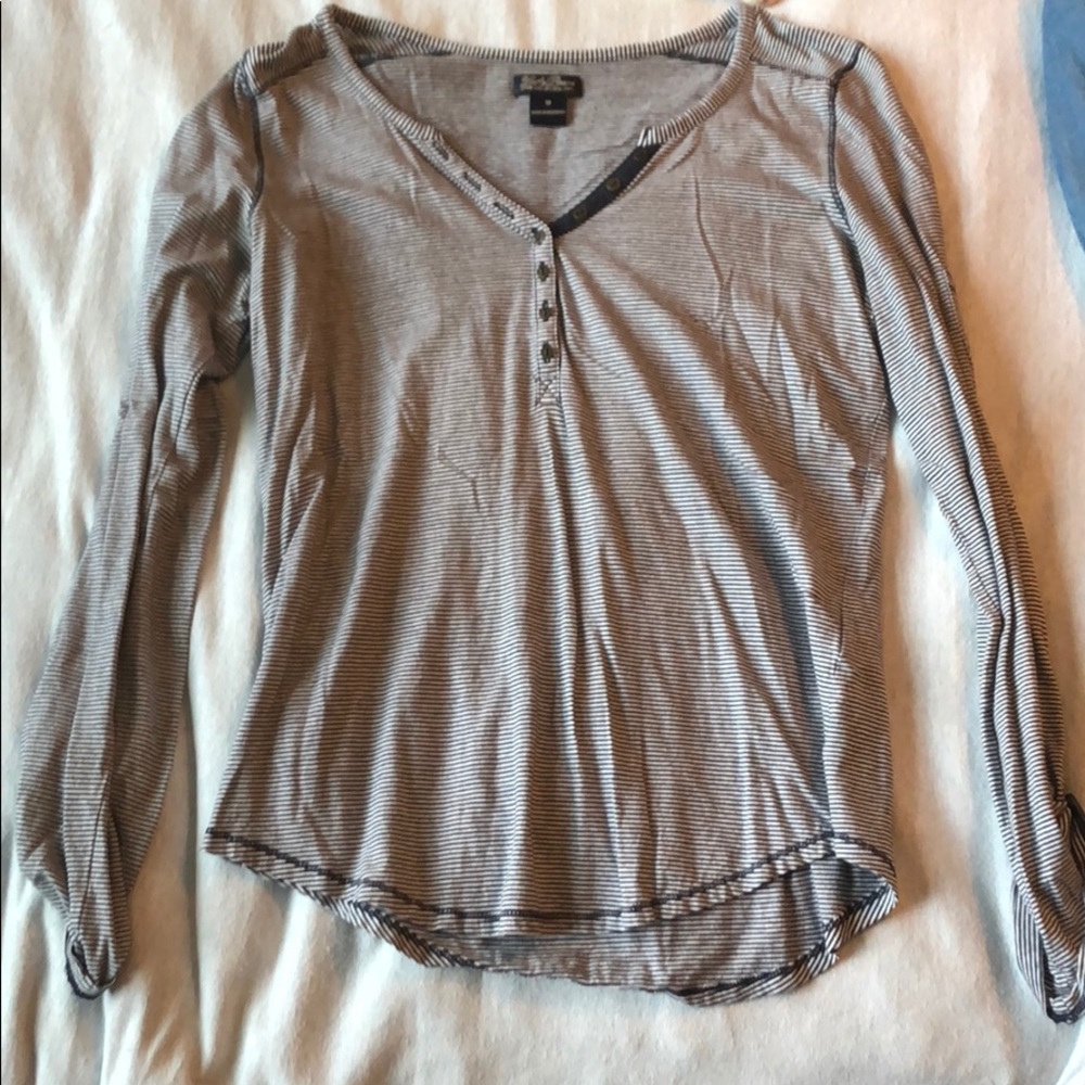 Lucky Brand, vneck, stripped long sleeve shirt.